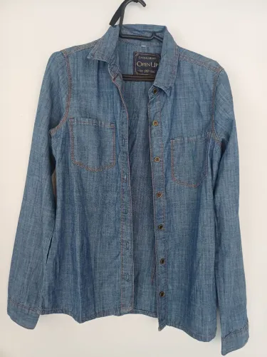 Camisa Social jeans feminina - Tamanho PP