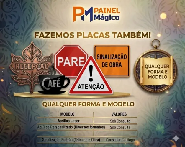 PLACAS QUALQUER TAMANHO E MODELO
