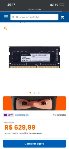Memória ram notebook 16 gb 3200mhz