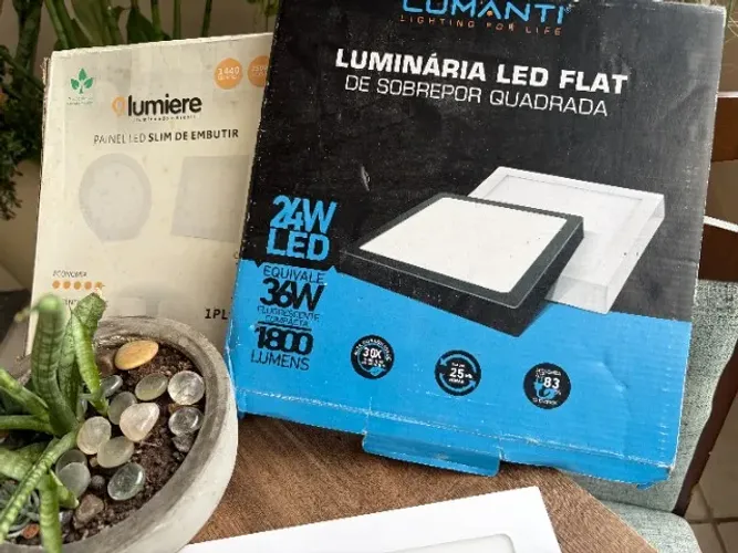 luminárias led flat de sobrepor quadrada Lumiere