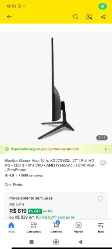 Monitor gamer 27pol