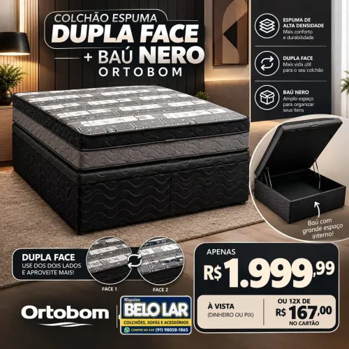 Colchão Dupla Face + Baú Nero