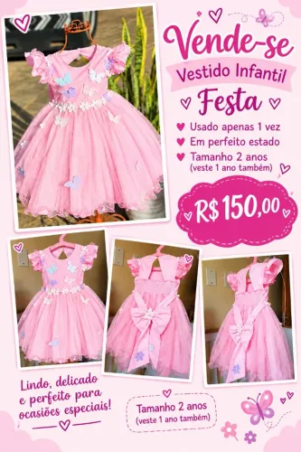 Vestido infantil rosa