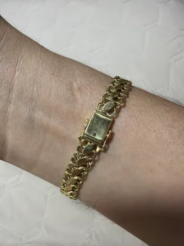 Pulseira Masculina Grumet Dupla com Piastrines ouro 18k maciço 20 gramas
