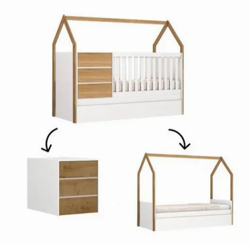 Berço Multifuncional com Casinha Montessoriana 4 em 1