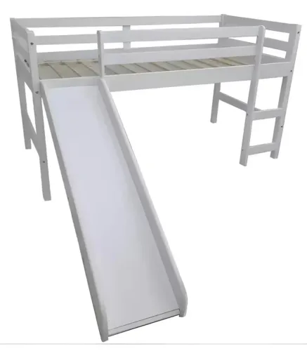 CAMA PLAYGROUND INFANTIL COM ESCORREGADOR - BRANCA