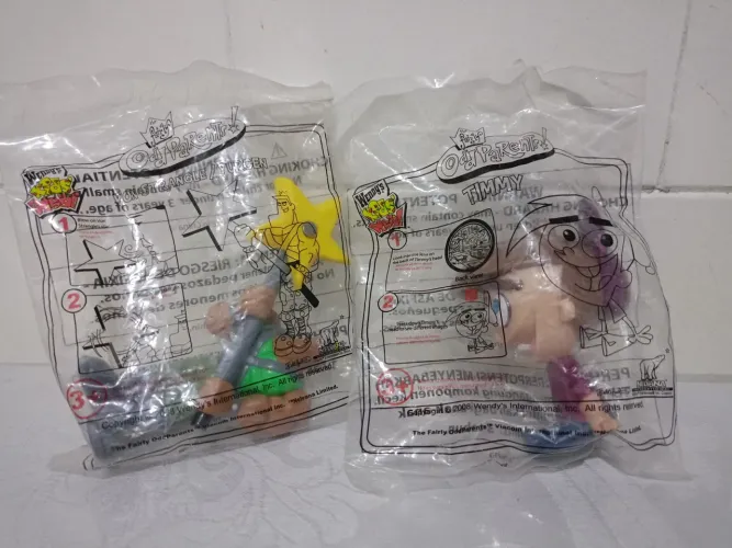 Bonecos Os Padrinhos Mágicos Brinde Wendy's Timmy e Yurgen 