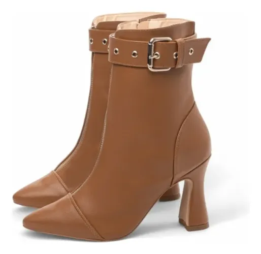 Bota Bico Fino Cano Médio Caramelo 43.003c