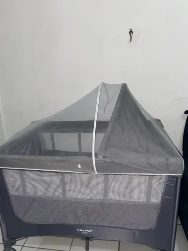 Berço Portátil Infantil Cercado Luck Cinza Mescla - Voyage 