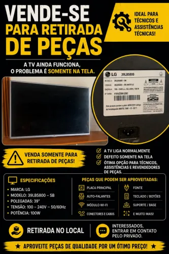 VENDE-SE TV PARA RETIRADA DE PEÇAS LG 39
