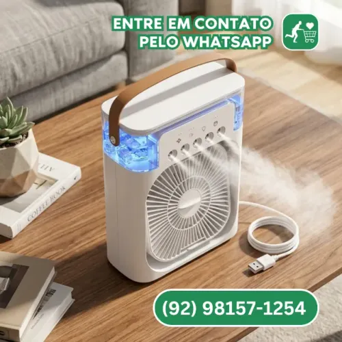 Mini Ventilador Recarregável e Umidificador