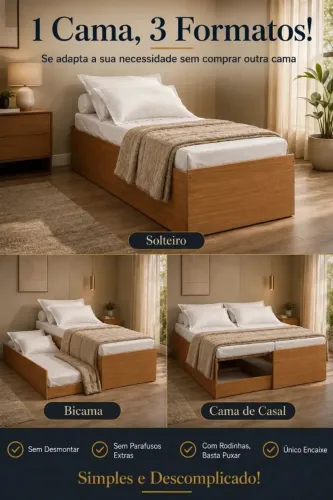 Cama em 03 Formatos, Bicama e torna Casal também Ideal para Airbnb Veraneio