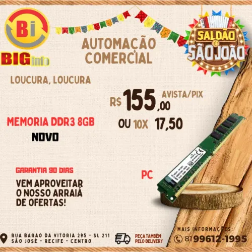 Memória 8gb Ddr3 1600mhz Para Computador