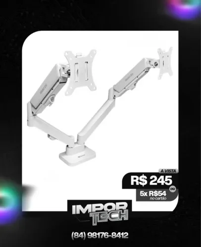 Suporte Articulado Zinnia Nimbo 210 Para 2 Monitores (Branco) 13 a 32P. @importech_084