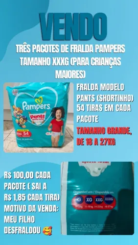 Fralda Pampers XXXG pants