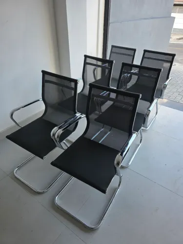 6x Cadeira Base Fixa Tela Mesh Cromada R$ 220,00 cada