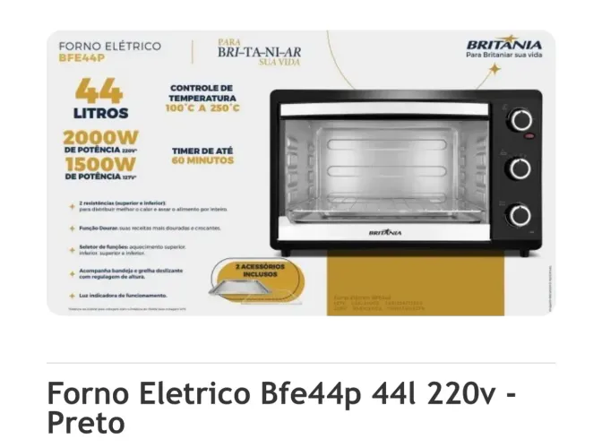 Forno elétrico 44 lts. Novo