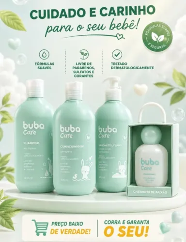 Kit shampoo condicionador sabonete líquido Buba.