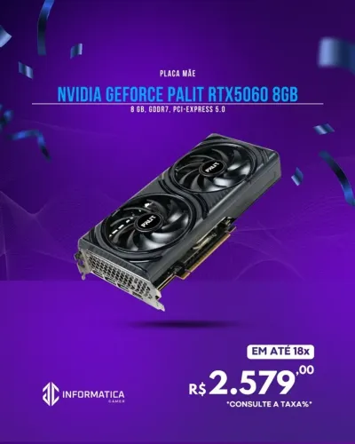 PLACA DE VÍDEO NVIDIA GEFORCE PALIT RTX5060 8GB