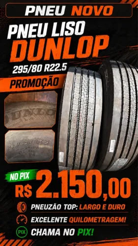 Pneu Dunlop 295 liso novo, promoção 2150,00