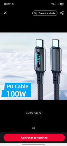 Cabo USB PD Tipo C OOZCC 100W