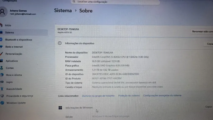 Notebook Acer Aspire 5 i5-8 16gb ram 2tb