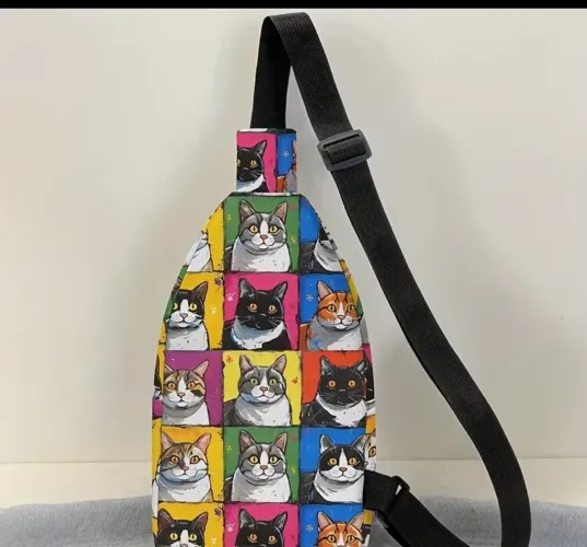 Bolsa transversal estampa de gato