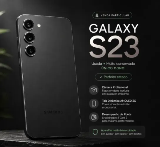 Samsung Galaxy S23 Preto 256GB Perfeitas Condições Sem Defeito