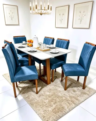 Mesa de jantar 6 com tampo de vidro, Moderna e sofisticada!