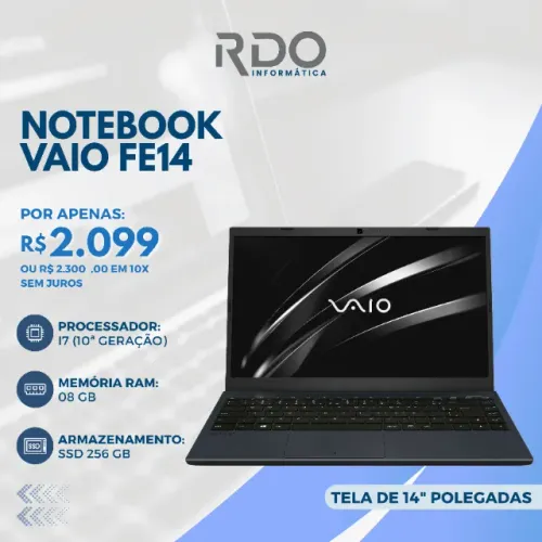 Notebook VAIO FE14 i7 10ª Geração 8GB RAM 256GB SSD - Potente, rápido e barato!