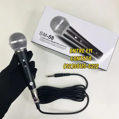 Microfone Profissional SM-58 com Fio - Entrega das 9 até 22hrs