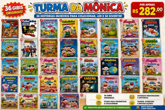 Lote com 36 Gibis Originais da Turma da Mônica