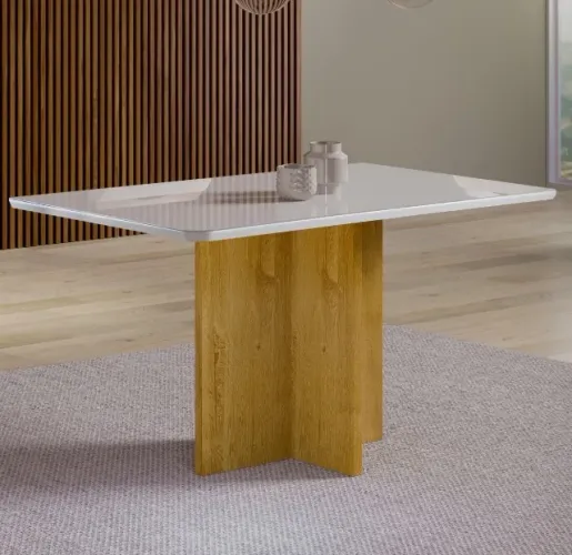 Mesa de Jantar Verona 1,60 m Cinamomo Off White com Vidro