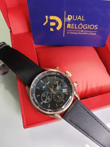 Relógio Mondaine M1 Cronógrafo Meca-Quartz Couro Rosê Safira 42mm REF:33055GPMVRC3