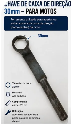 Chave regular caixa de direção sem tirar guidão - 30 mm