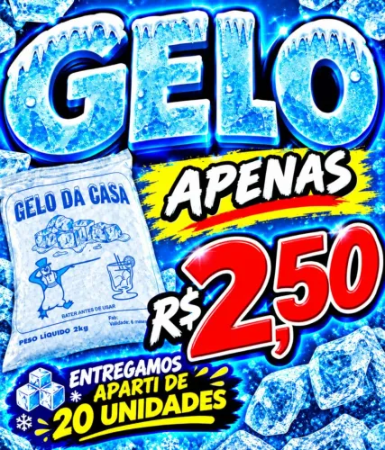 Gelo 2kg apenas R$2,50 gelo em cubos durável