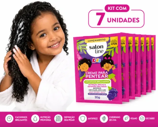 salon line 7 creme para pentear kids cachinhos brilhantes 30g