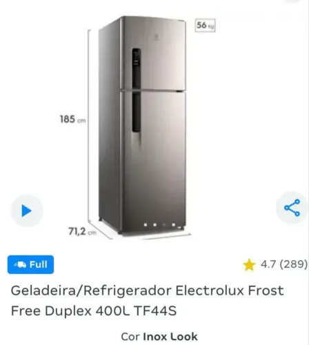 Vende se geladeira na caixa