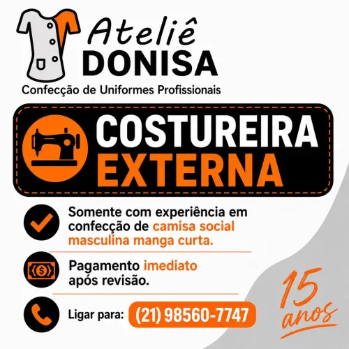 Preciso de costureira,  ou facção,  para serviço externo. 