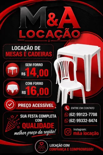 Aluguel de mesas e cadeirairas *