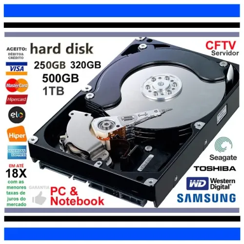 Hard Disk (HD) p/ PC e Note de 250GB a 1TB, Interno e Externo, Novos/Novíss, Garantia