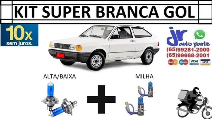 Kit de Lâmpadas Super Branca Gol Quadrado 8500K Efeito Xênon 