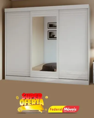 Guarda Roupa Casal 3 Portas 4 Gavetas Espelho Direto da Fabrica Fazemos Entrega