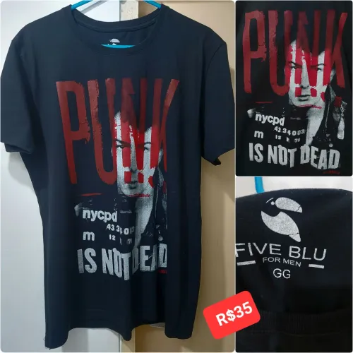Camiseta e regata Osklen, camiseta "punk os not dead", calça masculina