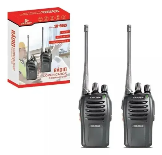 Kit 2 Radio Walk Talk Comunicador 16 Canais Grasep 3d-666s Novo Par Com Fone