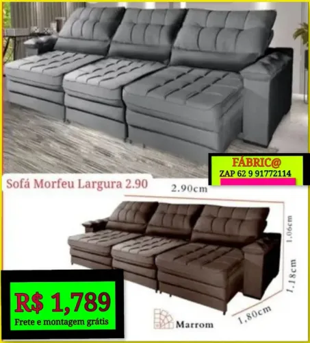 Sofá RETRÁTIL E RECLINÁVEL 2.90 LARGURA COBRIMOS QUALQUER OFERTA DA OLX