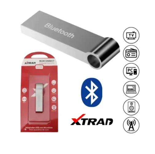 ADAPTADOR USB BLUETOOTH 4.0 PC / NOTE USB 2.0 XTRAD XT2194 PRATA