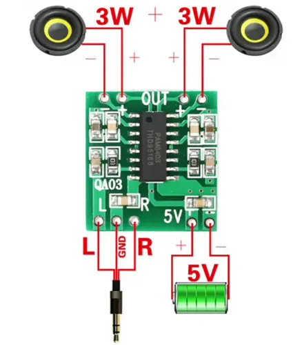 Placa pcb Módulo amplificador de potencia class d pam8403 pam 8403 3W+3W Total 6W RMS 5v 