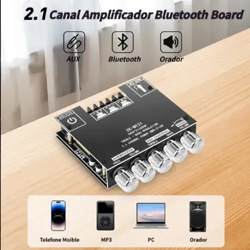 Receiver(central home theater), com controle de grave e treble, Estéreo, Bluetooth e Aux