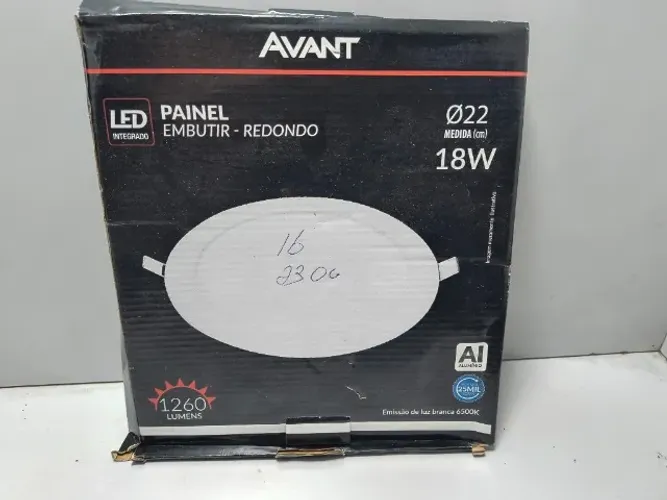 Lote 19 Painel Embutir Redondo 22x22 18w 1260Lumens